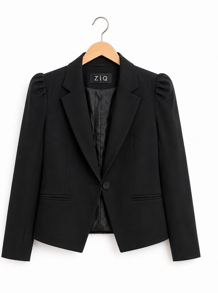 Chic Black Blazer with Puff Sleeves