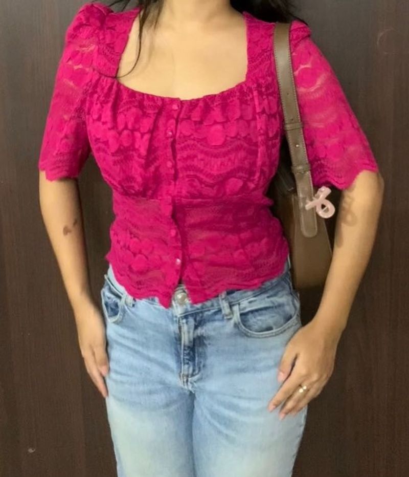 Chic Lace Button-Up Top