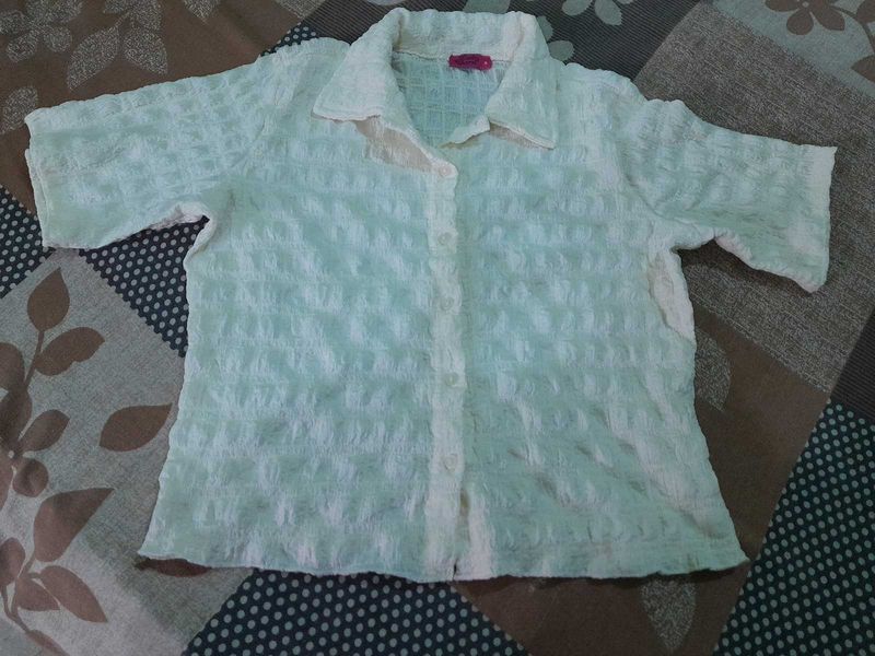 Lightweight Textured Button-Up Top