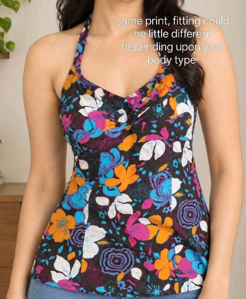 Vibrant Floral Halter Neck Top