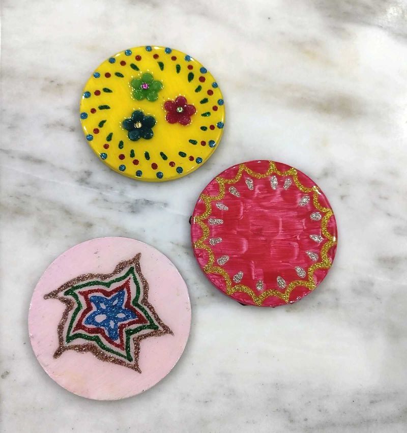 Resin Handpainted Coaster Set of 3