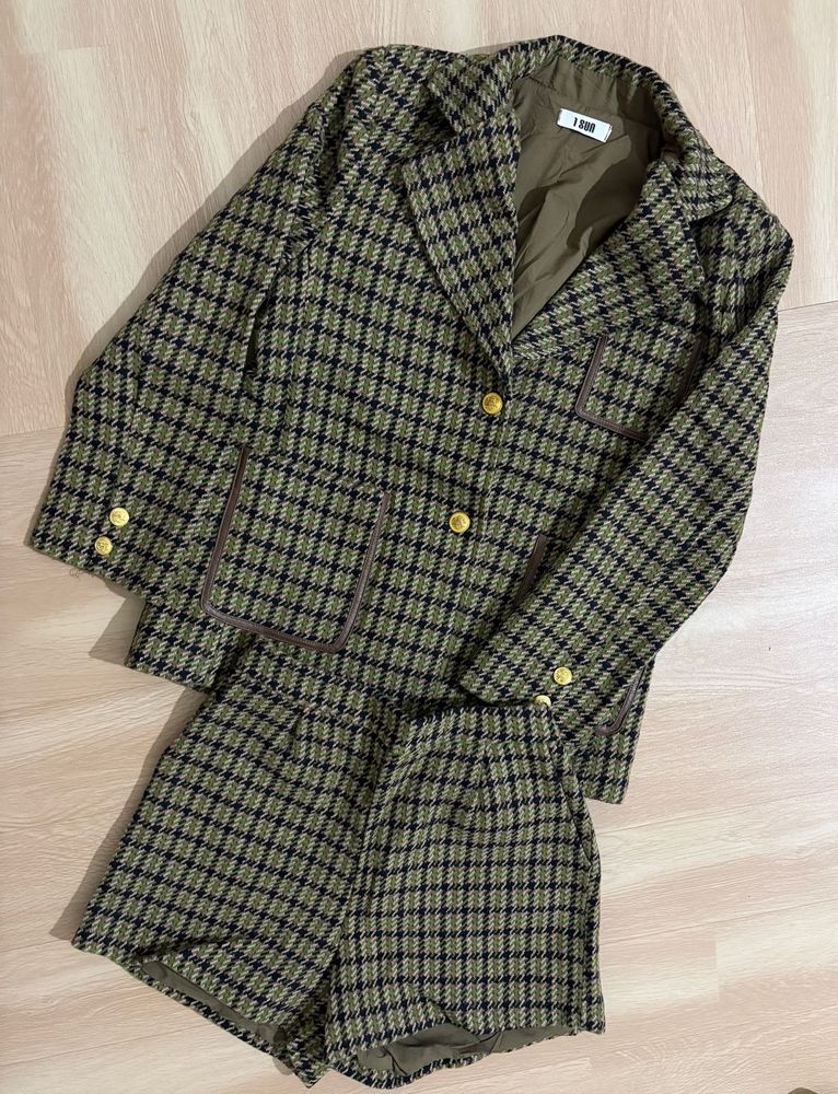 Houndstooth Blazer &amp; Shorts Set