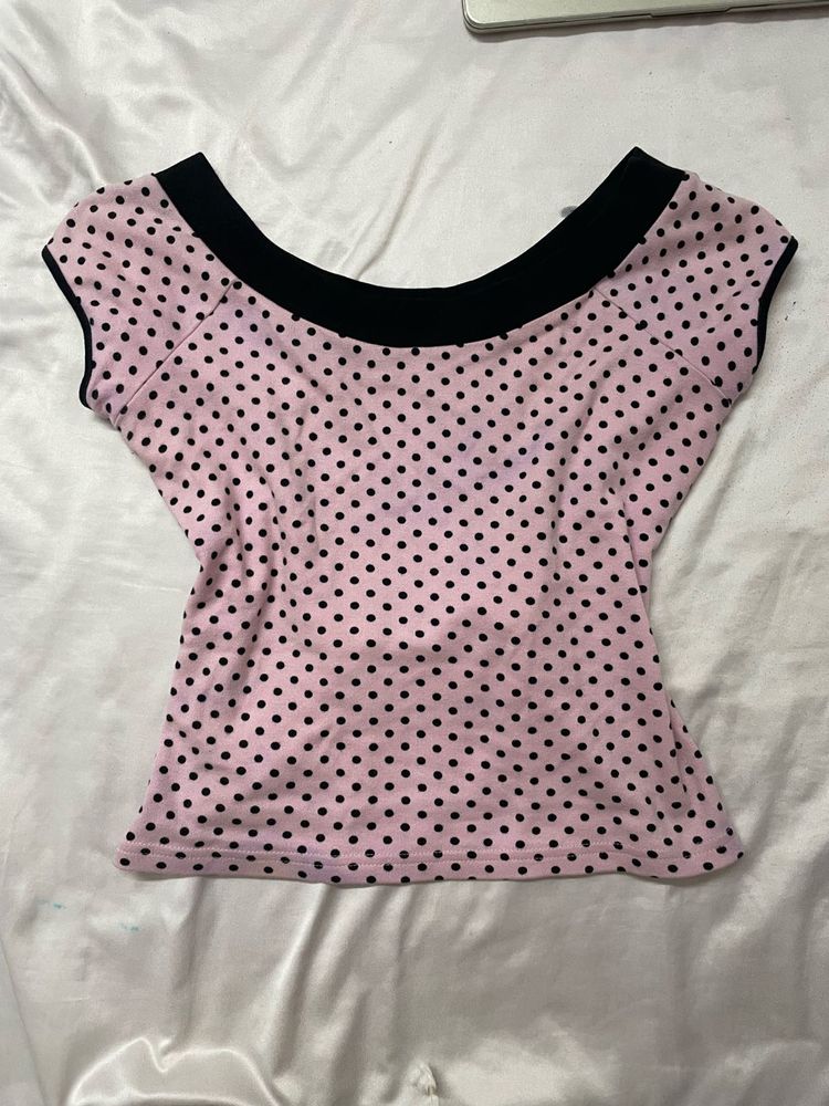 Cute Pink Polka Dot Top