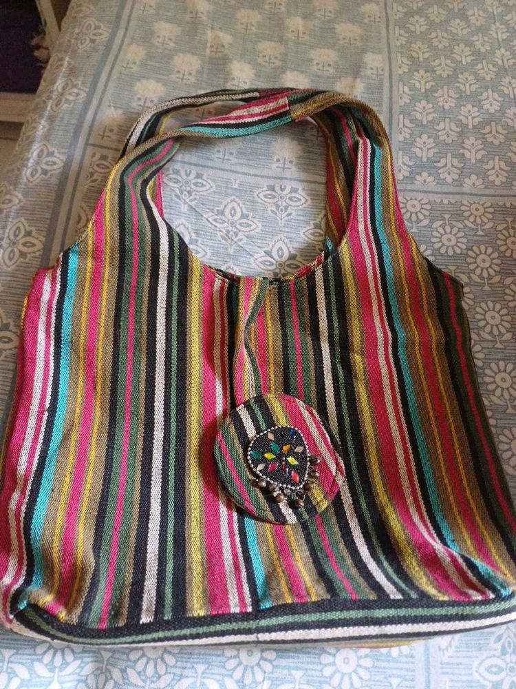 Boho Striped Hobo Bag