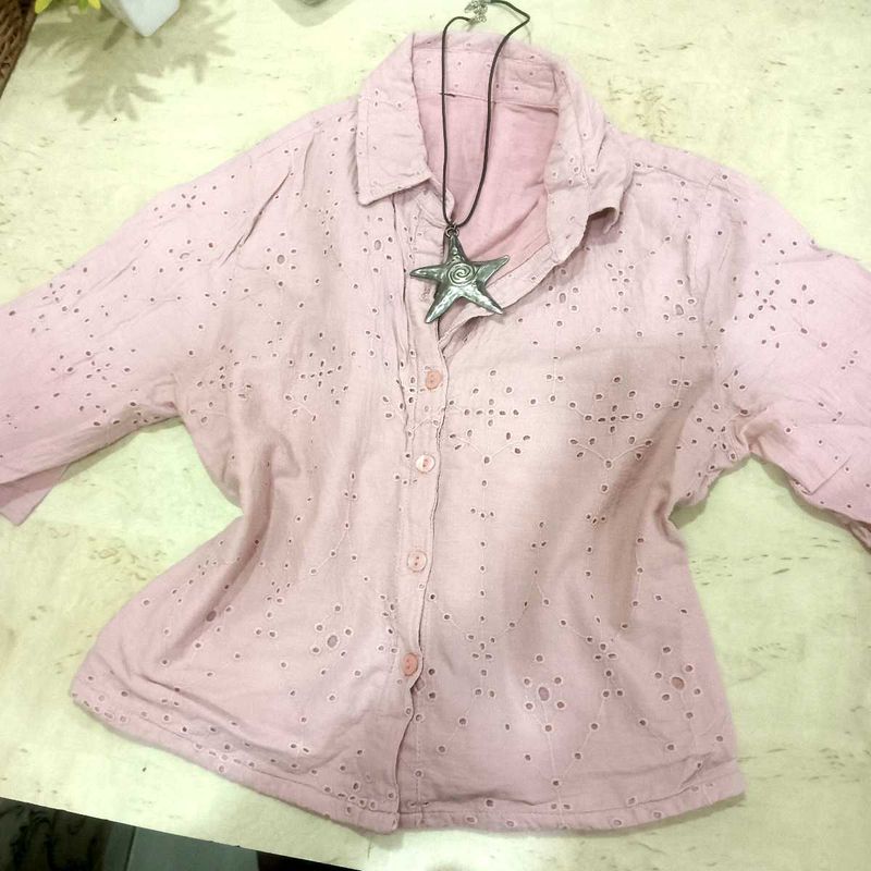 pinteresty crop Button-Up Shirt