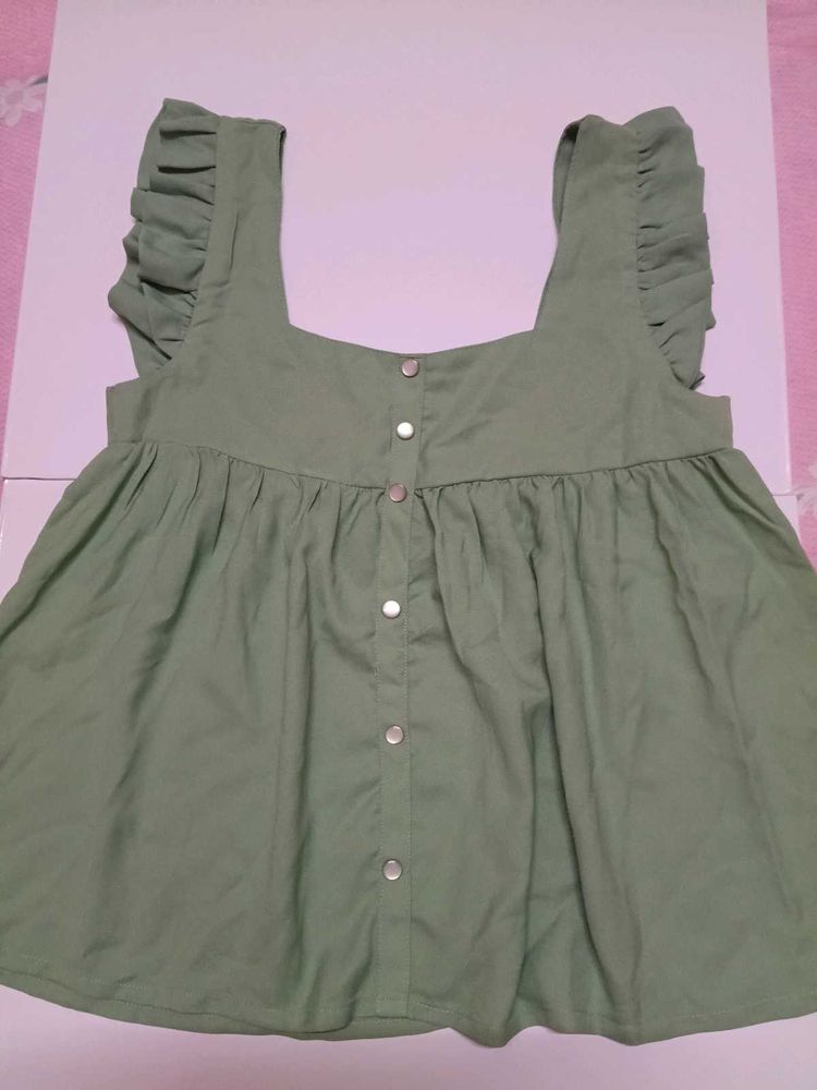 Sage Green Ruffle Sleeve Top