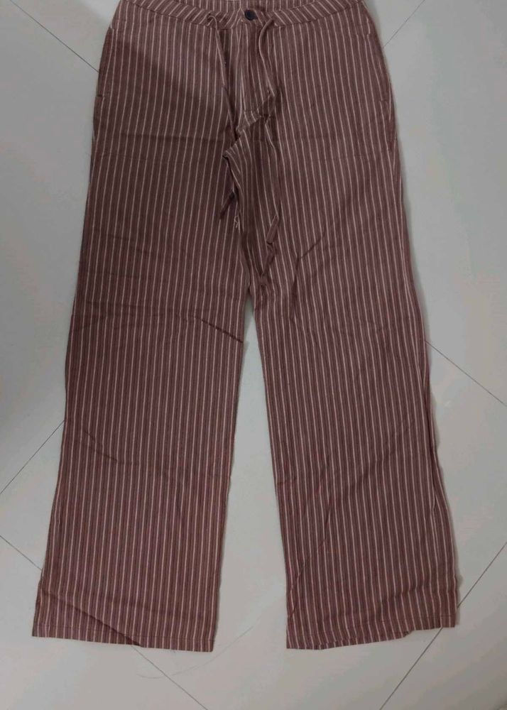 low waist Striped Linen Pants