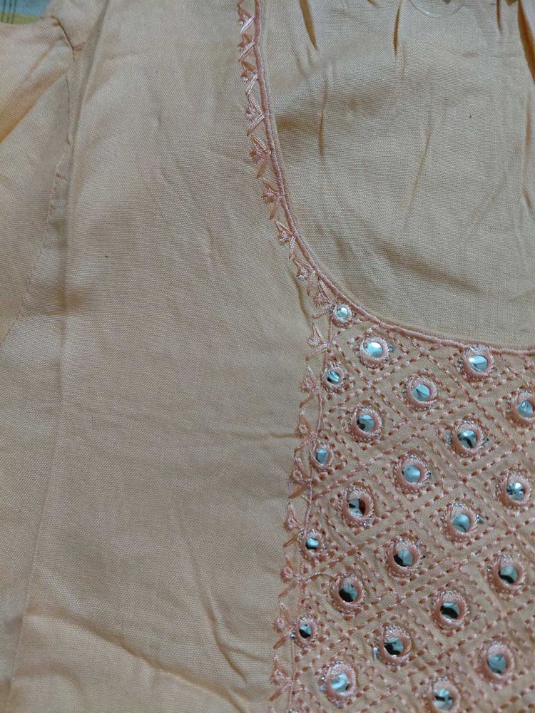 Light Peach Cotton Kurta