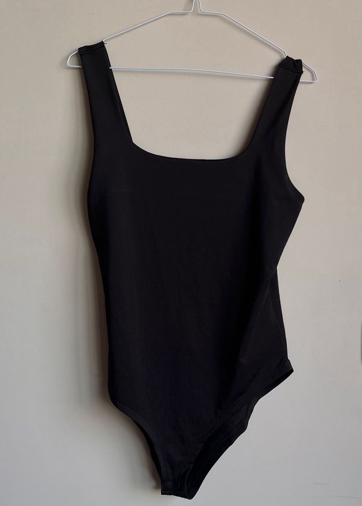 Black Square Neck Bodysuit