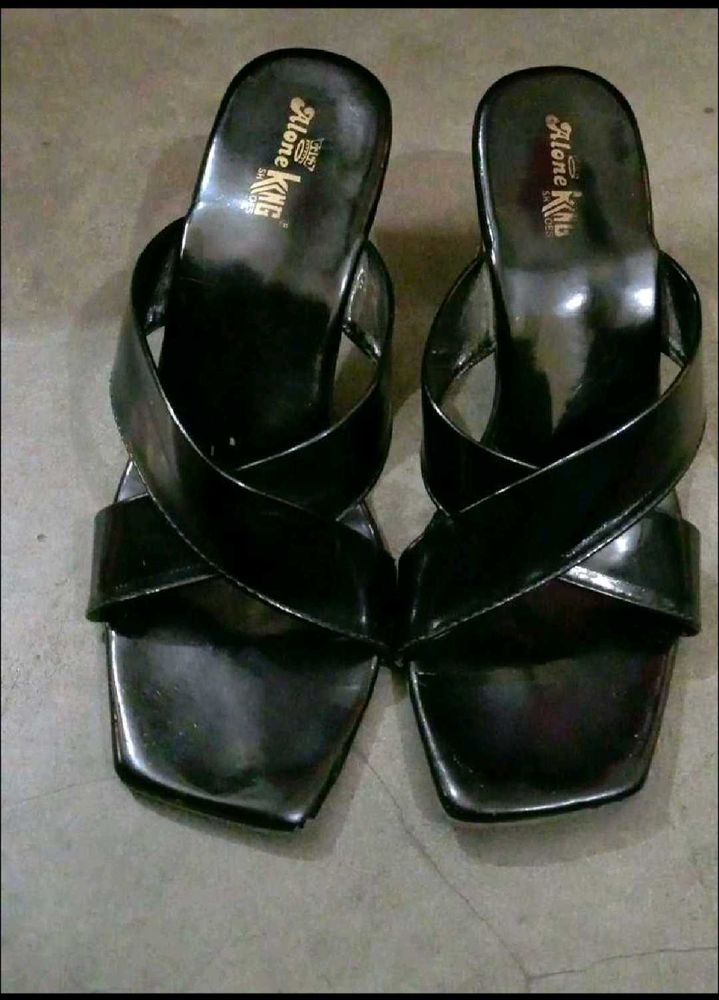 Black Patent Wedge Sandals