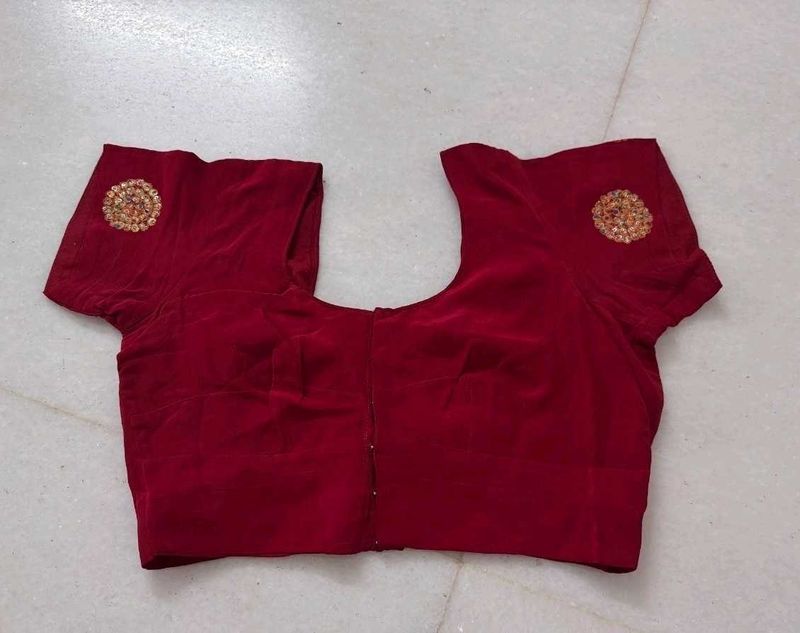 Redish Maroon Embroidered Front-Open Blouse