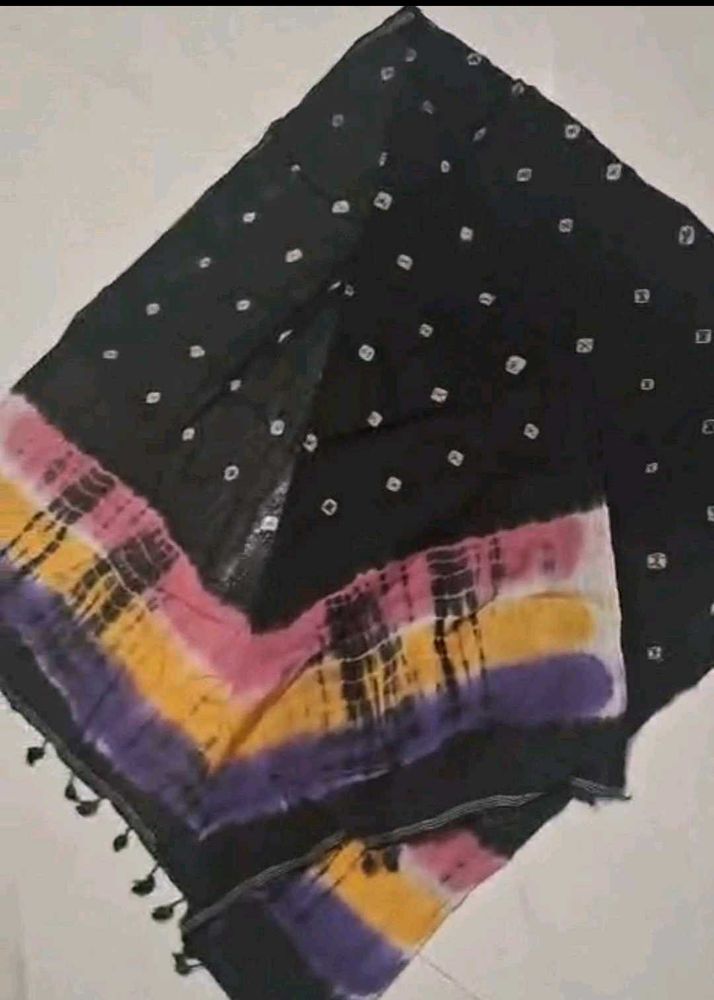 Black Bandhani Dupatta with Colorful Border