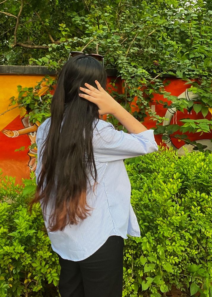 Light Blue Striped Button-Up Shirt