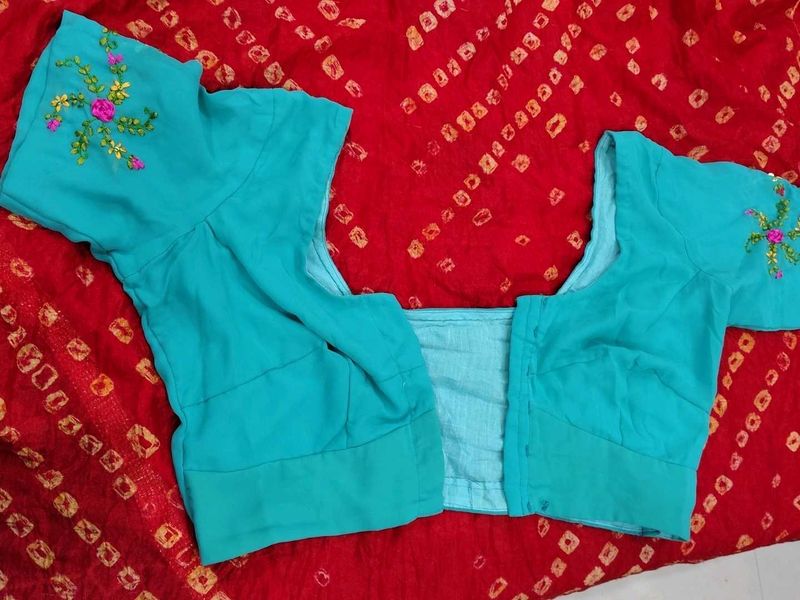 Turquoise Embroidered Blouse