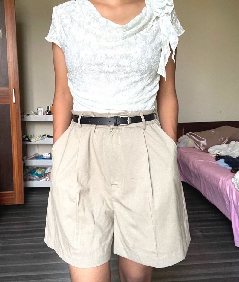 High Waisted Pleated Shorts