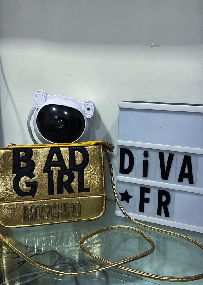 Y2K Moschino "BAD GIRL" Gold Clutch Bag