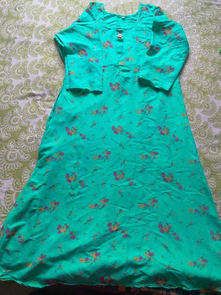 Green Floral Print Kurta