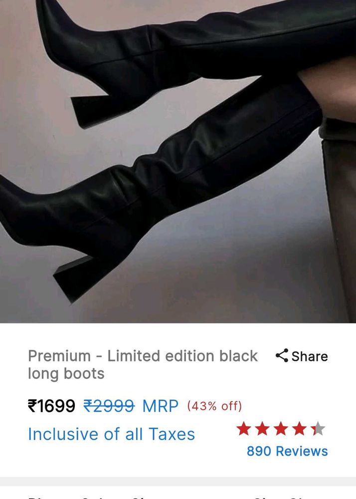 Premium Black Leather Long Boots