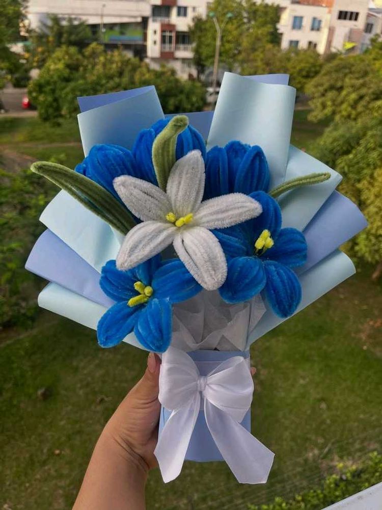 Beautiful Blue Artificial Flower Bouquet