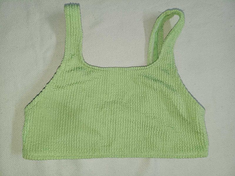 Lime Green Textured Bikini Top