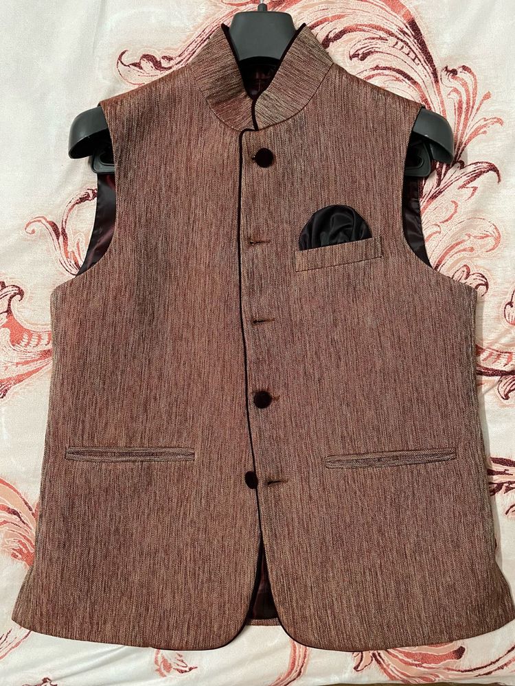 Men Nehru Jacket with Pocket Square