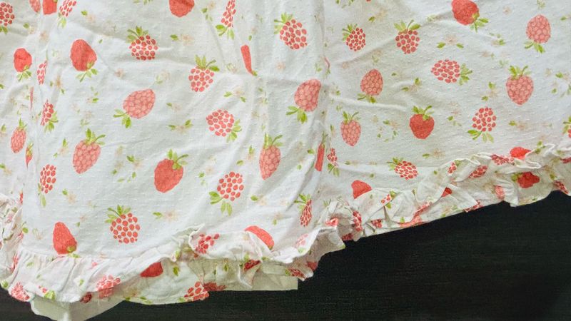 Cute Strawberry Print Ruffle Dress