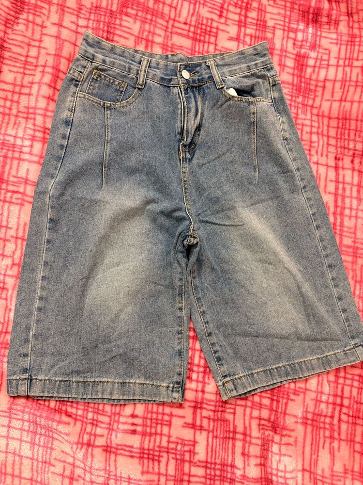 Light Wash Denim Jorts