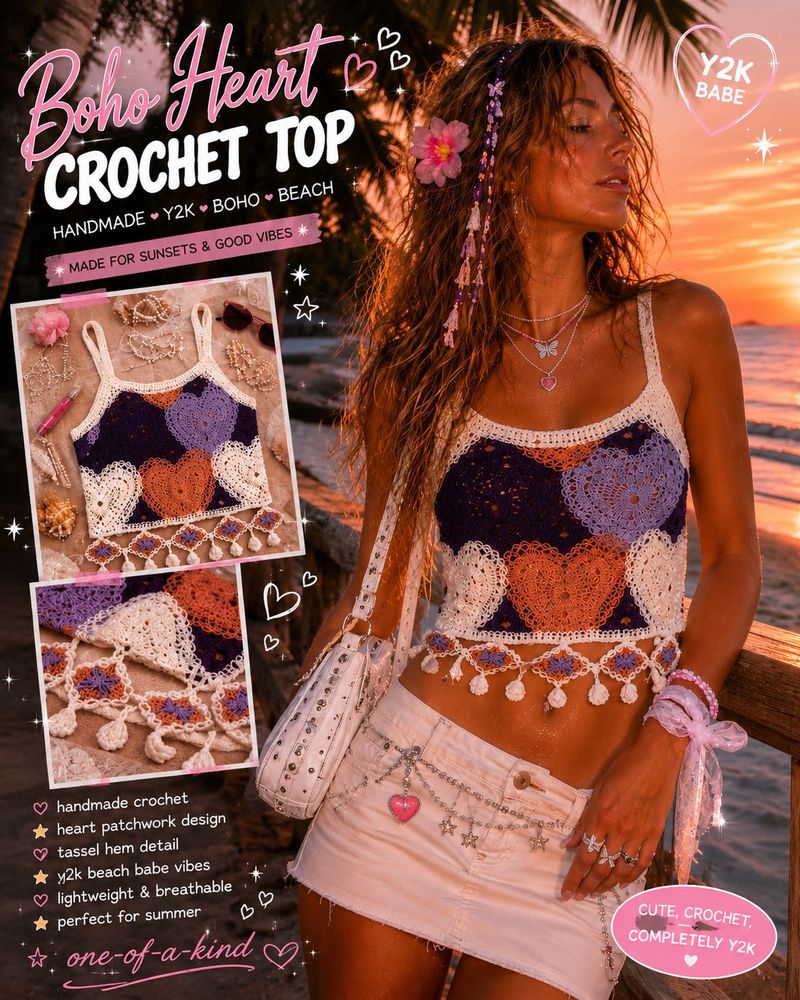 Heart Crochet Tassel Cami | crop to