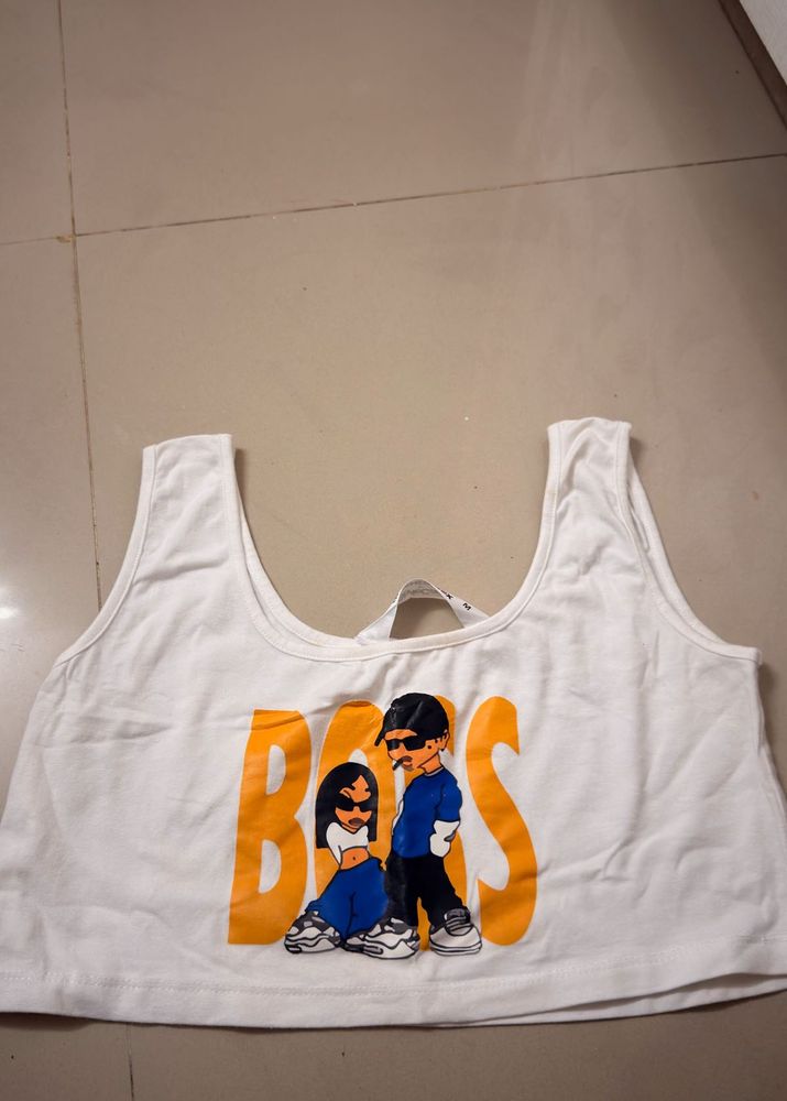 Graphic Print Crop Top