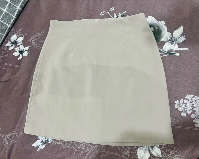 Classic Beige A-Line Mini Skirt