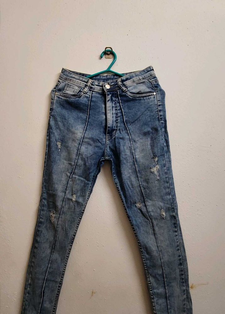 Stylish Distressed Blue Jeans