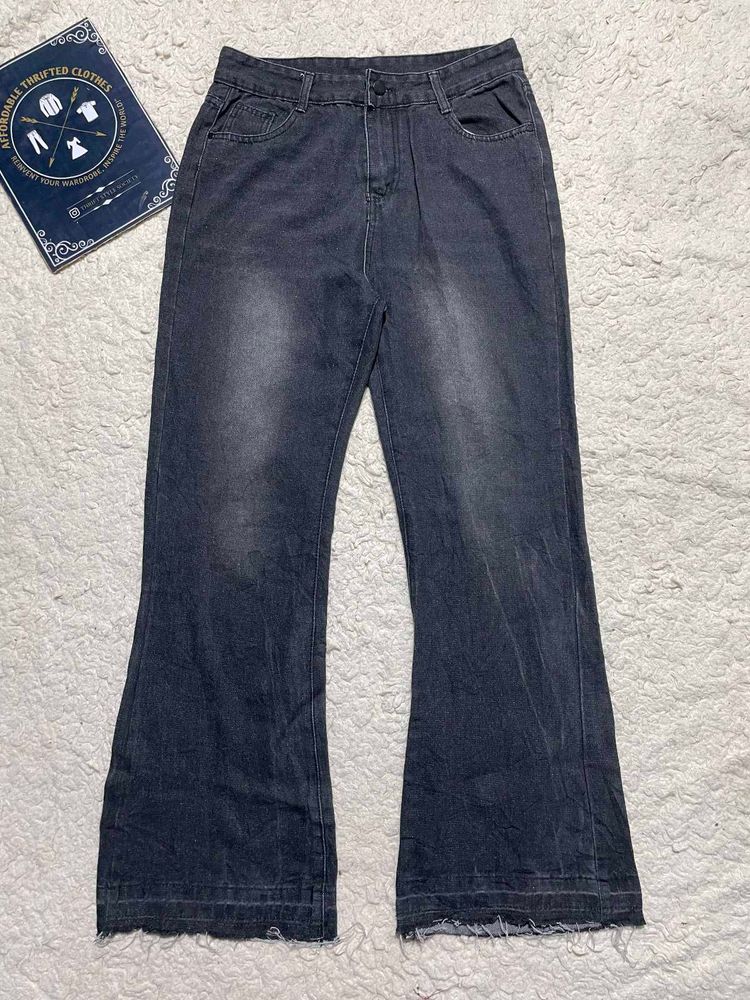 Flared Grey Denim Jeans