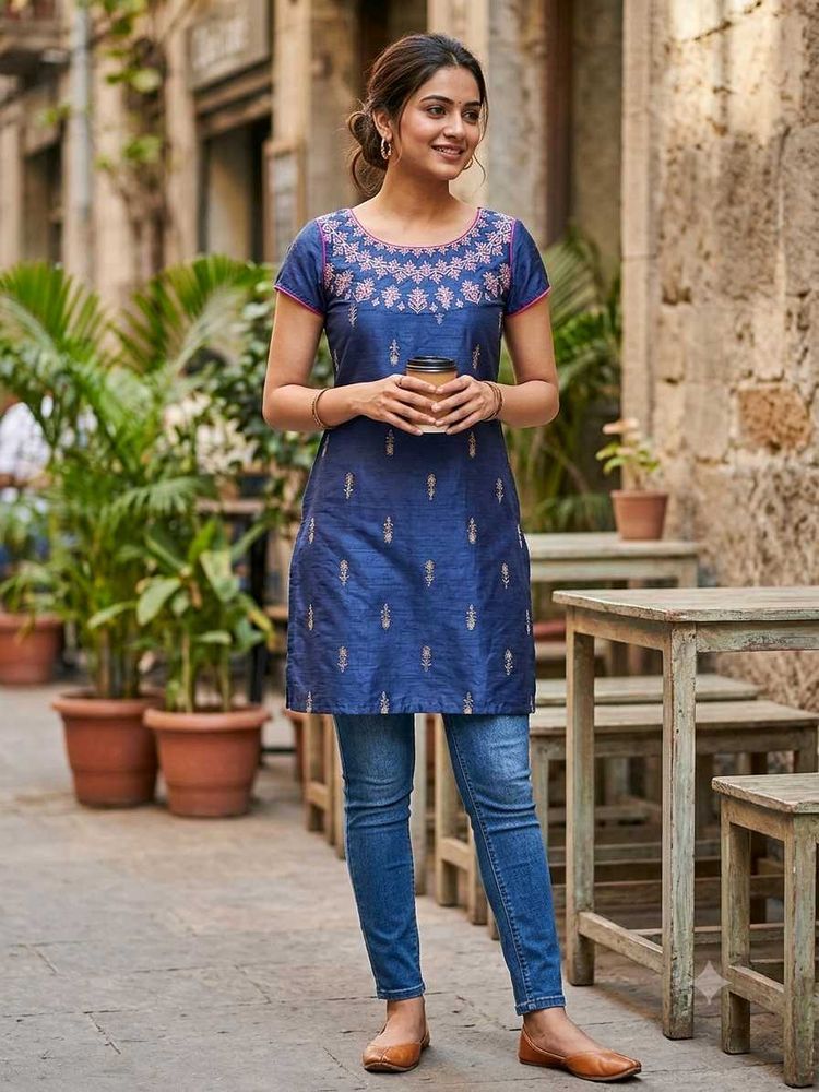 Stylish Blue Printed Kurta for Women