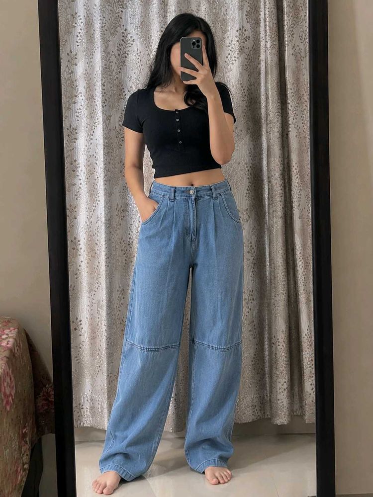 WIDE LEG DENIM JEANS