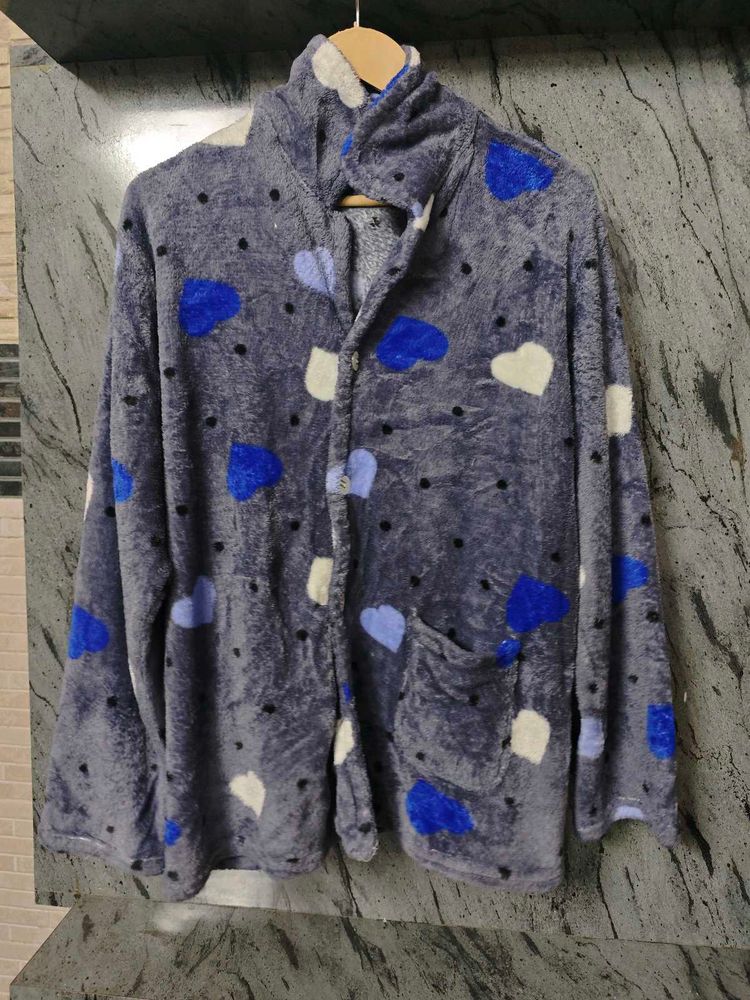 Cozy Heart Print Sleepwear Cardigan