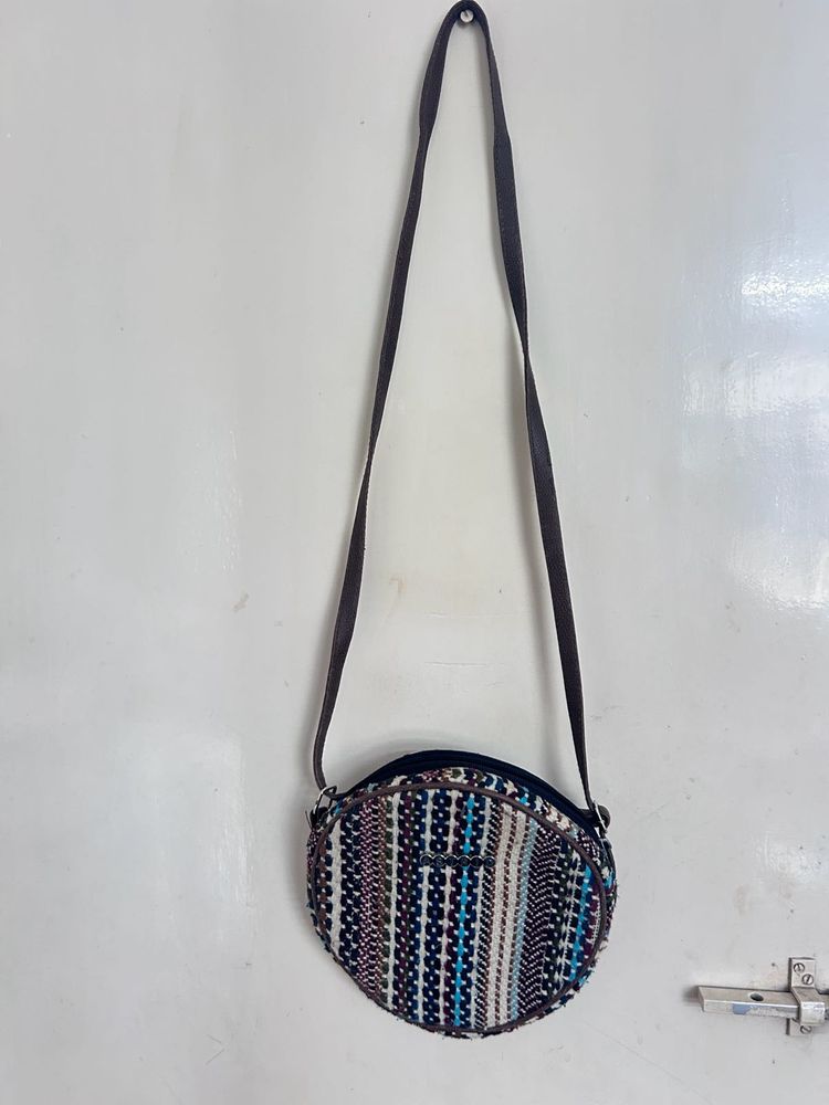 Striped Round Crossbody Bag