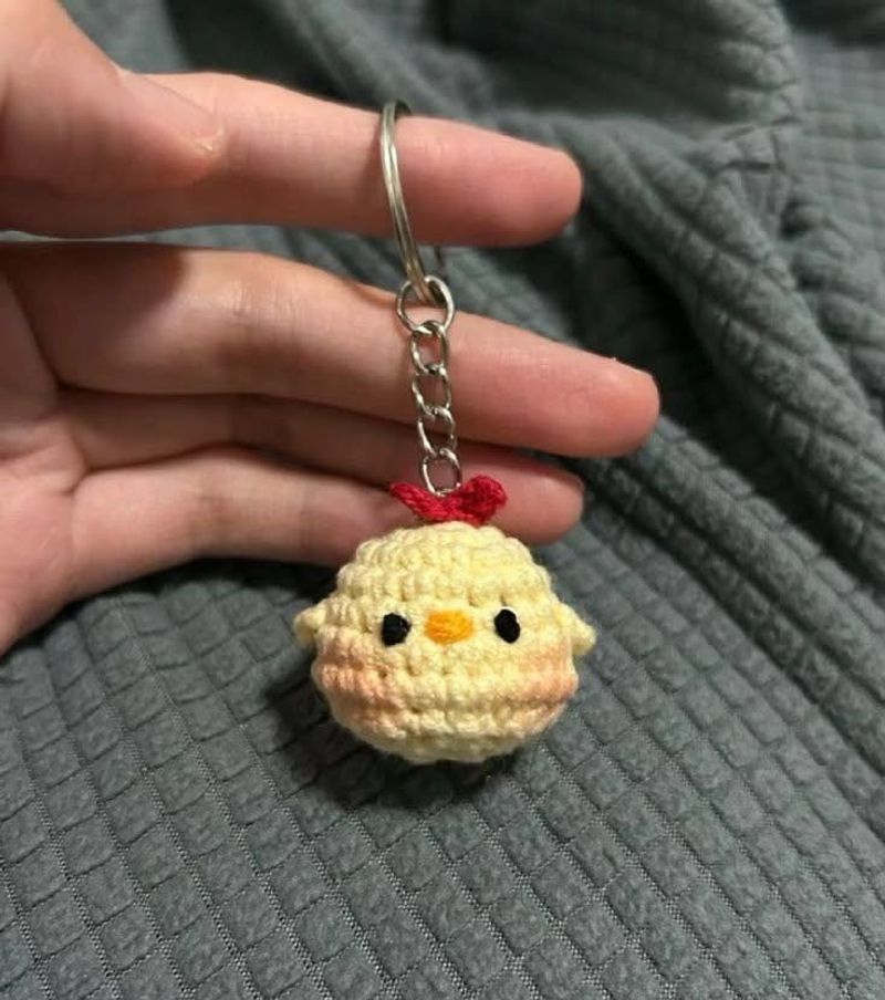 Cute Crochet Chick Keychain