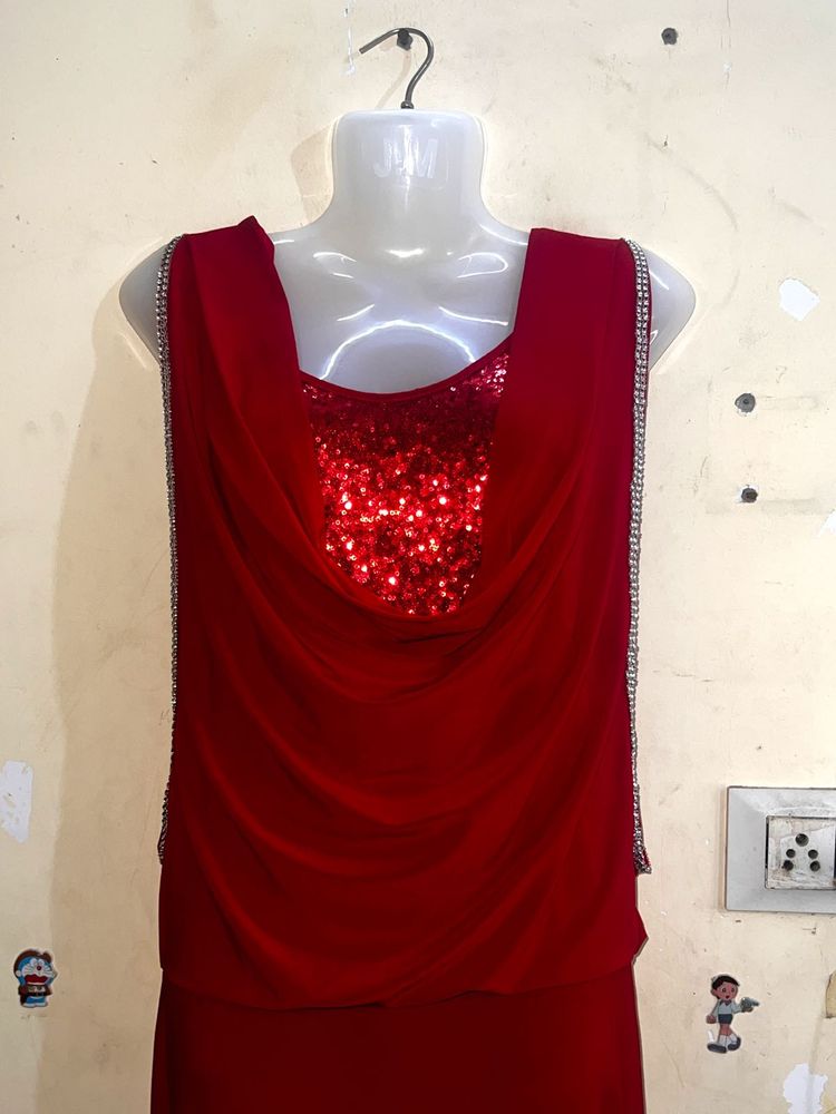 Elegant Red Party Gown