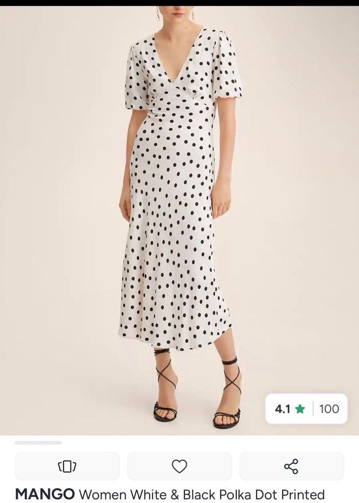 new-Mango Polka Dot Midi Dress