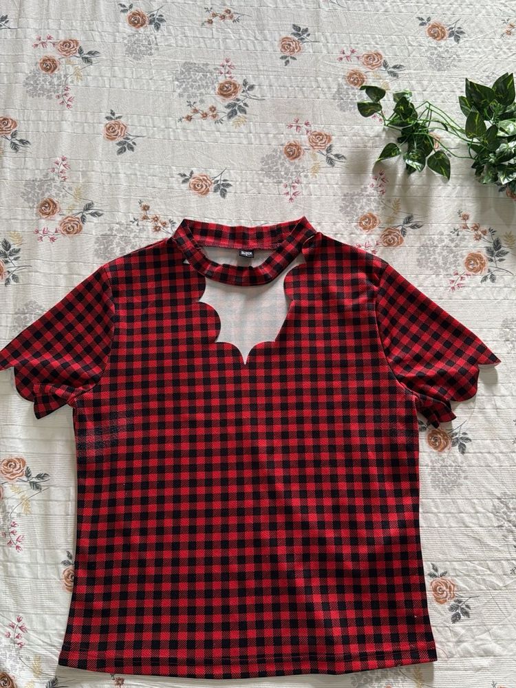 Red &amp; Black Checkered Top
