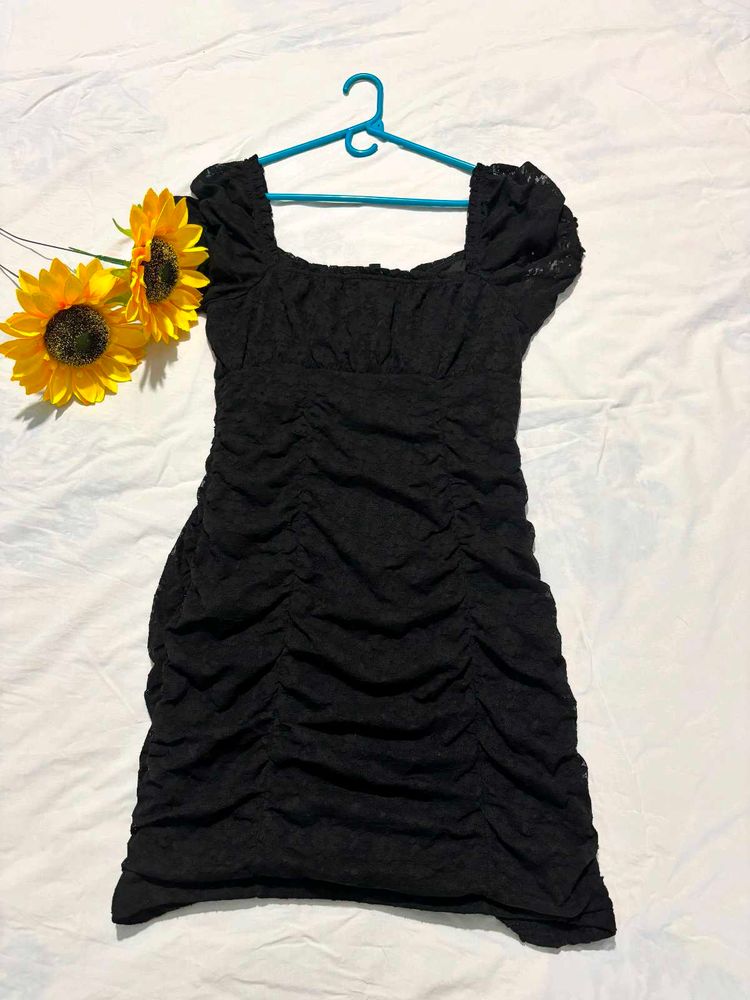 H&amp;M Gathered Broderie Anglaise Dress,