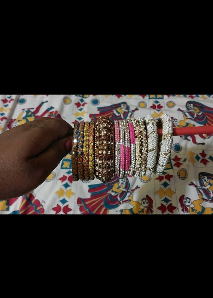 Vibrant Beaded &amp; Gemstone Bangles Set