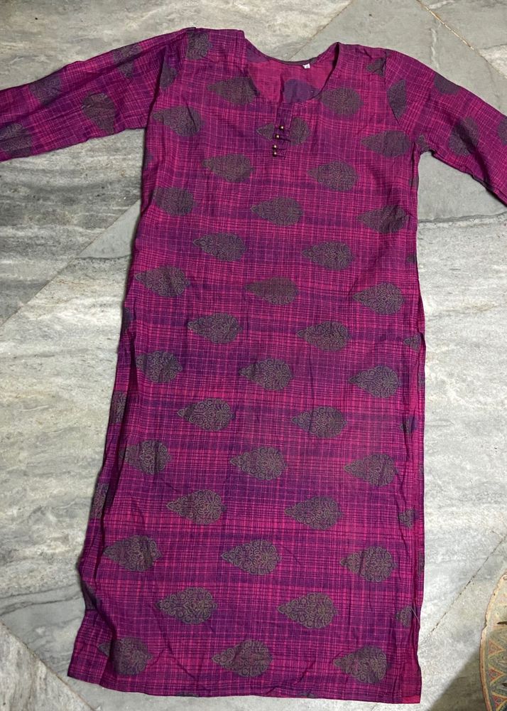 Vibrant Pink &amp; Grey Kurta
