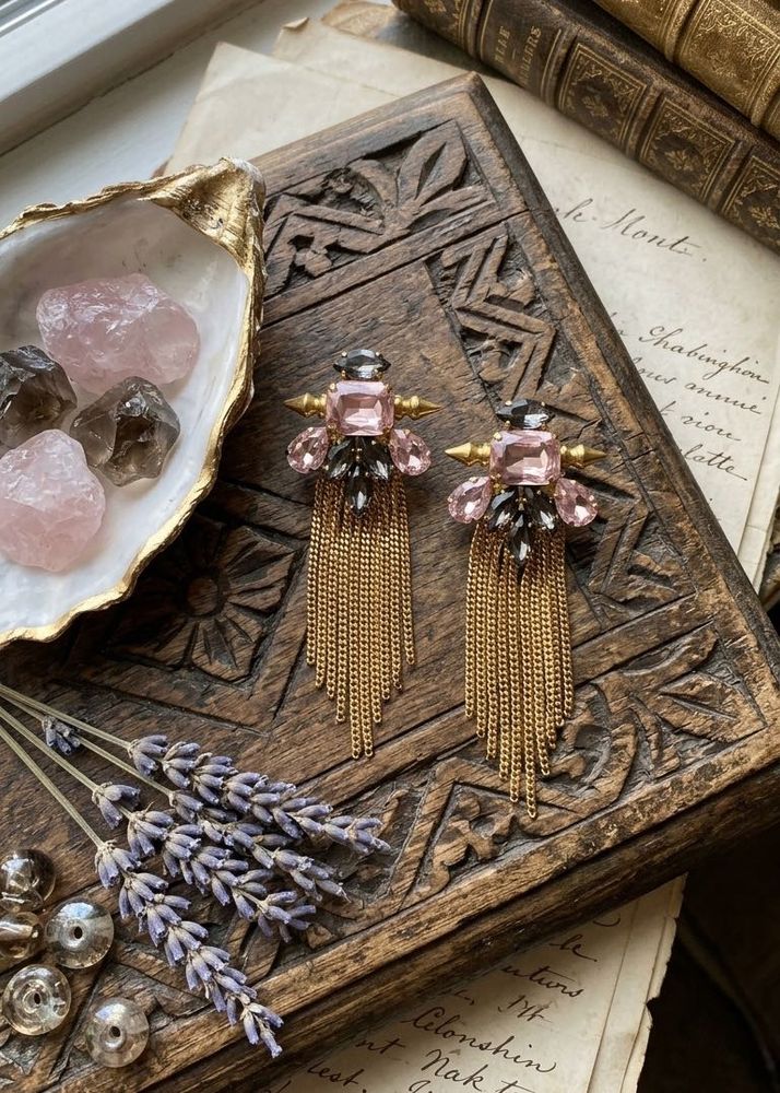 Boho Statement Gemstone Tassel Earrings