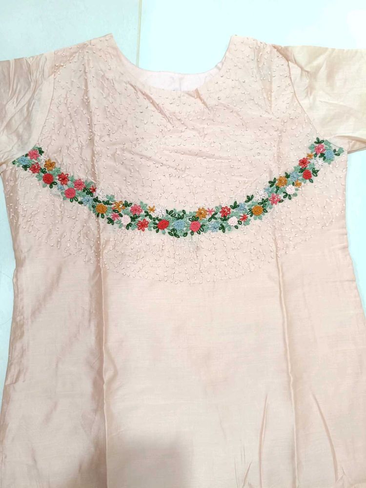 Peach Embroidered Kurta for just 249