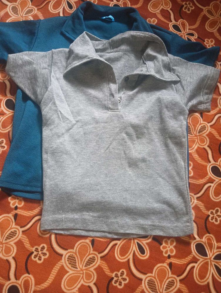 turquoise blue yellow Grey Polo T-Shirt combo