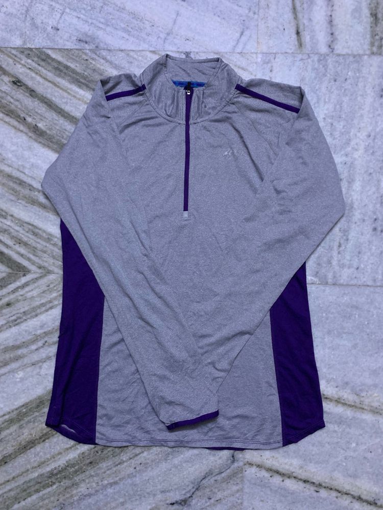Grey &amp; Purple Athletic Pullover