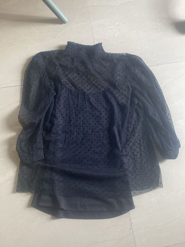 Chic Sheer Dot Blouse