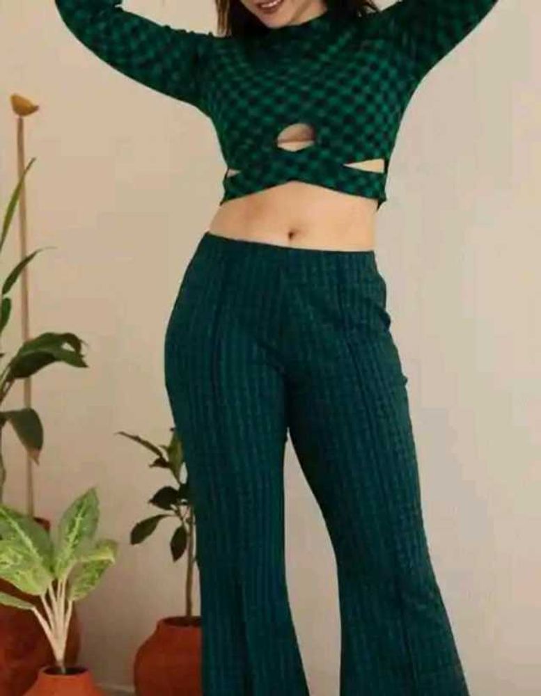 Green Checkered Two-Piece Set