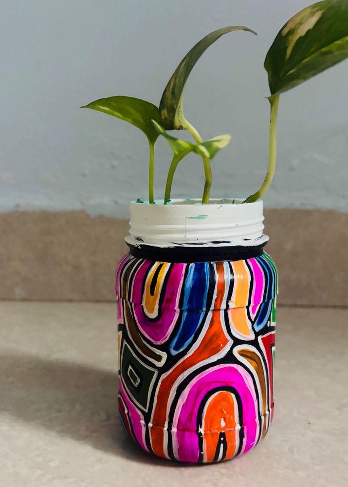 Hand-Painted Decorative Pot
